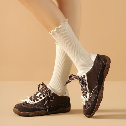 BEAU TODAY Womens Ruffle Crew Socks, Lovely Slouchy Soft Frilly Lettuce Trim Turn Cuff Cotton Calf Socks for Women in Saudi Arabia