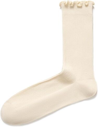 BEAU TODAY Womens Ruffle Crew Socks, Lovely Slouchy Soft Frilly Lettuce Trim Turn Cuff Cotton Calf Socks for Women in Saudi Arabia