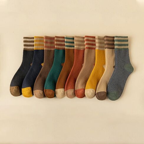 5 Pairs Soft Warm Thermal Crew Socks Vintage Casual Winter Socks Knit Wool Hiking Cozy Socks in Saudi Arabia