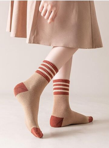 5 Pairs Soft Warm Thermal Crew Socks Vintage Casual Winter Socks Knit Wool Hiking Cozy Socks in Saudi Arabia