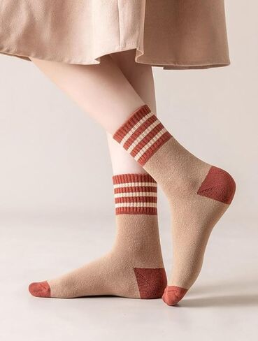 5 Pairs Soft Warm Thermal Crew Socks Vintage Casual Winter Socks Knit Wool Hiking Cozy Socks in Saudi Arabia