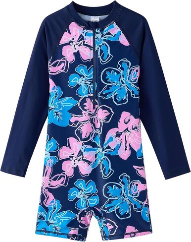 ملابس سباحة للفتيات بأكمام طويلة من قطعة واحدة ملابس سباحة للفتيات للحماية من الطفح الجلدي، بدلة سباحة للأطفال مع عامل حماية من الأشعة فوق البنفسجية 50+ in Kuwait