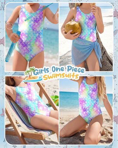 Girls One Piece Swimsuits 3-12Y Quick Dry Cutout Back Toddlers Bathing Suit Liner Swimwear (Breast Pads for 9Y+) in Saudi Arabia