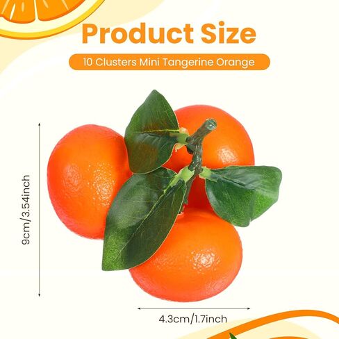 10 Clusters Artificial Mini Orange Simulation Decorative Tangerine Kitchen Table Fake Orange Realistic Artificial Fruit Oranges Faux Fruit for Home Party Kitchen Festival Decor in Saudi Arabia