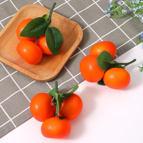 10 Clusters Artificial Mini Orange Simulation Decorative Tangerine Kitchen Table Fake Orange Realistic Artificial Fruit Oranges Faux Fruit for Home Party Kitchen Festival Decor in Saudi Arabia