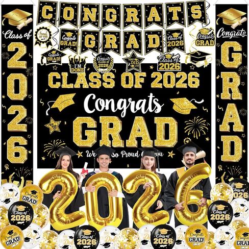 ديكورات حفلات التخرج فئة المارون والذهبي لعام 2024 تتضمن لوازم حفلات التخرج خلفية التخرج ولافتة ولافتة الشرفة والبالونات ورقم الرقائق المعدنية 2024 لمستلزمات حفلات التخرج in Kuwait