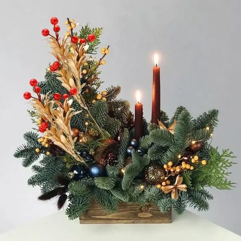 عيد الميلاد التوت الاصطناعي الجذعية الأحمر هولي بيري فروع الذهب عيد الميلاد محاكاة النباتات DIY شجرة عيد الميلاد إكليل الديكورات (2PCS) in Saudi Arabia