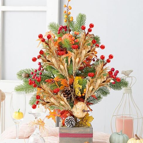 عيد الميلاد التوت الاصطناعي الجذعية الأحمر هولي بيري فروع الذهب عيد الميلاد محاكاة النباتات DIY شجرة عيد الميلاد إكليل الديكورات (2PCS) in Saudi Arabia