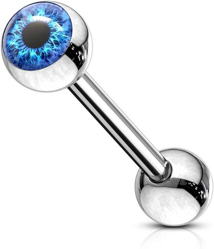 Eyeball Inlaid 316L Surgical Steel Barbell Tongue Ring in Saudi Arabia