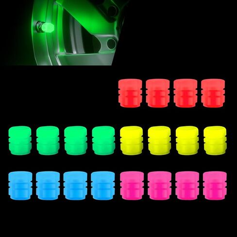 20 PCS Fluorescent Tire Valve Stem Caps, Glowing Tire Valve Caps, Luminous Wheel Valve Covers, Universal for Cars, Trucks, Bikes, Motorcycles, Bicycles (Multicolored) in Saudi Arabia