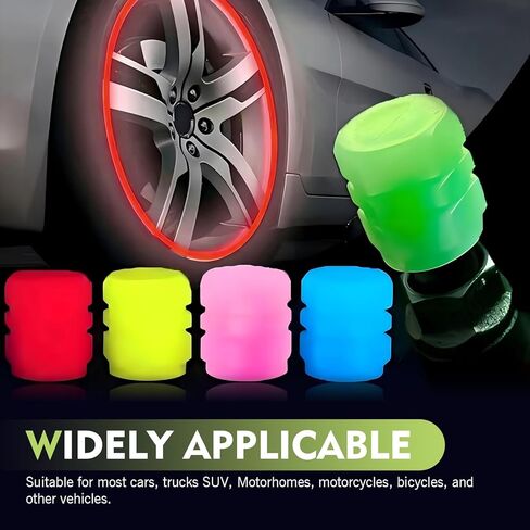 20 PCS Fluorescent Tire Valve Stem Caps, Glowing Tire Valve Caps, Luminous Wheel Valve Covers, Universal for Cars, Trucks, Bikes, Motorcycles, Bicycles (Multicolored) in Saudi Arabia