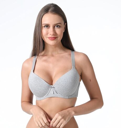 تي شيرت Underwire نسائي من القطن حمالات صدر مكونة من 6 قطع للارتداء اليومي طقم حمالة صدر مريح بتغطية كاملة من A إلى DDD Cups Bra in Kuwait