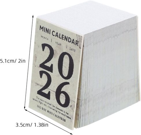 Mini Tear off Daily Calendar 2026 Compact Small Planner with Retro Minimalist Design for Desk Schedule Planning and Countdown Tracking in Saudi Arabia