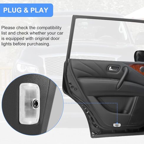 4 قطع أضواء باب السيارة بشعار متوافق مع إنفينيتي Q50/60/70 G25/37 QX50/56/60/70/80 M25/35/37 FX35/37/45/50 EX25/35/37، ظل ساطع ثلاثي الأبعاد لا يبهت أضواء جهاز عرض باب السيارة in Saudi Arabia