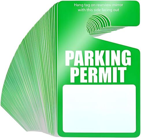 50PCS Car Parking Permit Hang Tag, 3 x 5 Inches Temporary Weatherproof Rearview Mirror Hanging Pass, Automotive Recyclable Stopping Placards, Compatible with Most Vehicle in Saudi Arabia