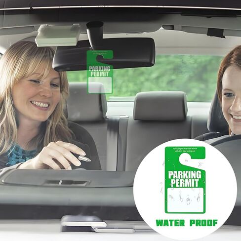 50PCS Car Parking Permit Hang Tag, 3 x 5 Inches Temporary Weatherproof Rearview Mirror Hanging Pass, Automotive Recyclable Stopping Placards, Compatible with Most Vehicle in Saudi Arabia
