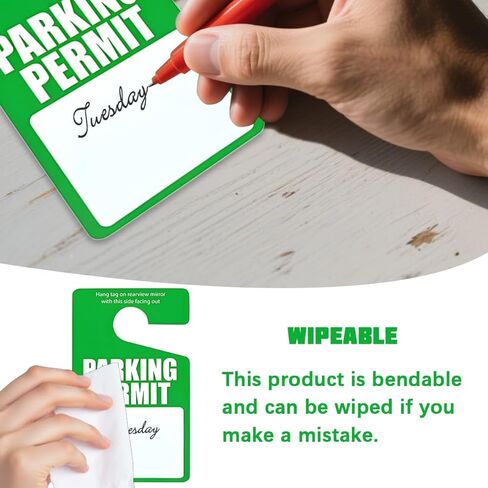 50PCS Car Parking Permit Hang Tag, 3 x 5 Inches Temporary Weatherproof Rearview Mirror Hanging Pass, Automotive Recyclable Stopping Placards, Compatible with Most Vehicle in Saudi Arabia