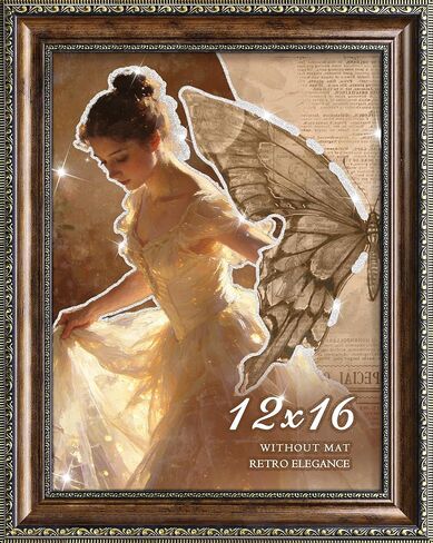 عرض إطار صورة عتيق مقاس 12 × 16 مقاس 12 × 16 صورة فنية جدارية تتضمن زجاج شبكي، ديكور جداري بإطار فيكتوري لغرفة المعيشة وغرفة النوم باللون البني الذهبي in Kuwait