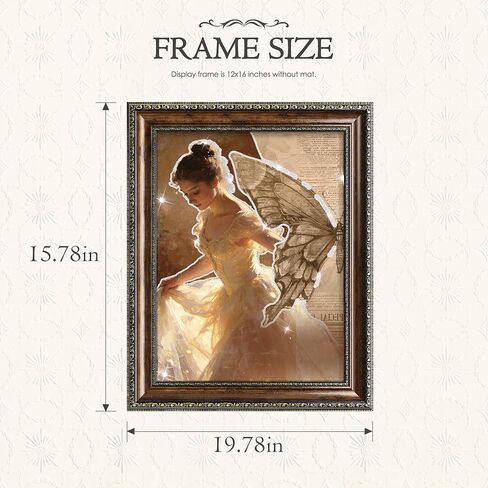 عرض إطار صورة عتيق مقاس 12 × 16 مقاس 12 × 16 صورة فنية جدارية تتضمن زجاج شبكي، ديكور جداري بإطار فيكتوري لغرفة المعيشة وغرفة النوم باللون البني الذهبي in Kuwait