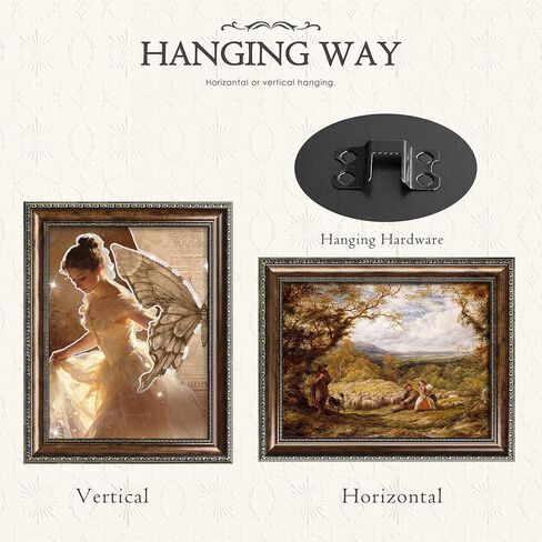 عرض إطار صورة عتيق مقاس 12 × 16 مقاس 12 × 16 صورة فنية جدارية تتضمن زجاج شبكي، ديكور جداري بإطار فيكتوري لغرفة المعيشة وغرفة النوم باللون البني الذهبي in Kuwait