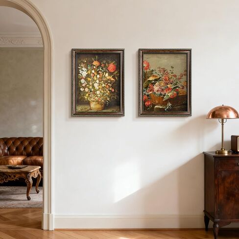 عرض إطار صورة عتيق مقاس 12 × 16 مقاس 12 × 16 صورة فنية جدارية تتضمن زجاج شبكي، ديكور جداري بإطار فيكتوري لغرفة المعيشة وغرفة النوم باللون البني الذهبي in Kuwait