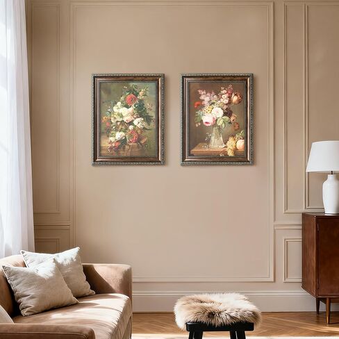 عرض إطار صورة عتيق مقاس 12 × 16 مقاس 12 × 16 صورة فنية جدارية تتضمن زجاج شبكي، ديكور جداري بإطار فيكتوري لغرفة المعيشة وغرفة النوم باللون البني الذهبي in Kuwait