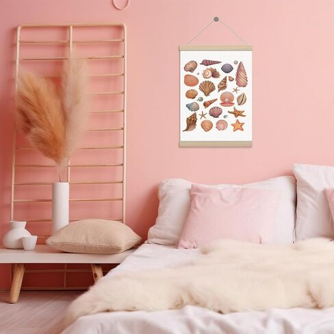Preppy Beach Seashell Starfish ملصق إطار شماعات مقاس 12 × 16 بوصة، ديكور حائط ساحلي، ديكور فني جداري بطابع الشاطئ لغرفة النوم وغرفة المعيشة والحمام in Saudi Arabia