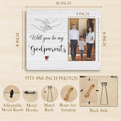 Godparents Proposal Gifts 4x6 Picture Frame, Godparent Gifts for Baptism from Godchild, Will You Be My Godparents Picture Photo Frames for Desk Tabletop Wall Decoration in Saudi Arabia