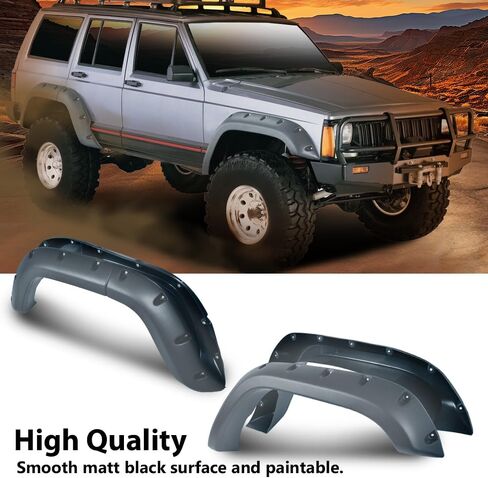 4PCS Fender Flares Fit Jeep Cherokee XJ 4 Door Sport Utility 1984-2001 Wheel Cover Accessories Textured Pocket Riveted Style in Saudi Arabia