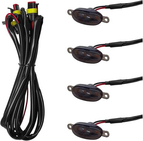 YoRise 4PCS Car LED Grille Lights, Bright Auto Front Grill DRL Lamps, Waterproof Car Bumper Running Light with Wiring Harness, Vehicle Exterior Trim Lamp Compatible with F150, F250, F350 (Yellow) in Saudi Arabia