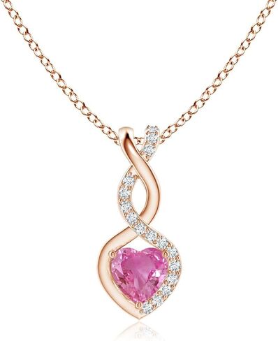 ANGARA Natural Pink Sapphire Solitaire Infinity Heart Pendant Necklace for Women, Girls in 14K Solid Gold/Platinum/Sterling Silver | September Birthstone | Jewelry Gift for Her | Birthday|Wedding Anniversary in Saudi Arabia