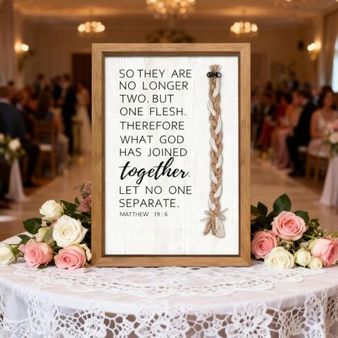 A Cord of Three Strands Wedding Sign Wall Decor 15x10 Inch Christian Marriage Art Wood Framed Unity Cross Braid for Wedding Ceremony Ideas Religious Couple Anniversary Wall Hanging (Black) in Saudi Arabia