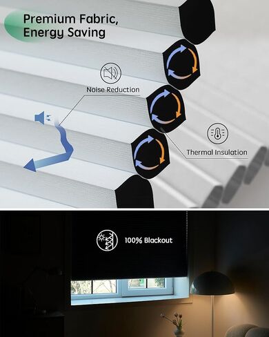 ستائر Yoolax الذكية، ظلال خلوية بمحرك متوافقة مع Alexa، ستائر كهربائية معتمة مع جهاز تحكم عن بعد للنوافذ الداخلية، ظلال قرص العسل لتوفير الطاقة تلقائيًا، أبيض، 35 بوصة عرض × 72 بوصة ارتفاع in Kuwait