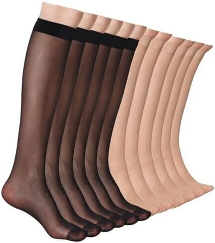 6 Pairs 2026 New Knee High Stockings, Sheer Crystal Nylon Stockings for Women, Spring Summer Invisible Stockings in Saudi Arabia