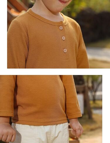 قميص Henley بأكمام طويلة للأولاد، 3 عبوات من تي شيرت وافل للأطفال، بلوفر حراري أساسي للأطفال الصغار من عمر 2 إلى 9 سنوات in Kuwait