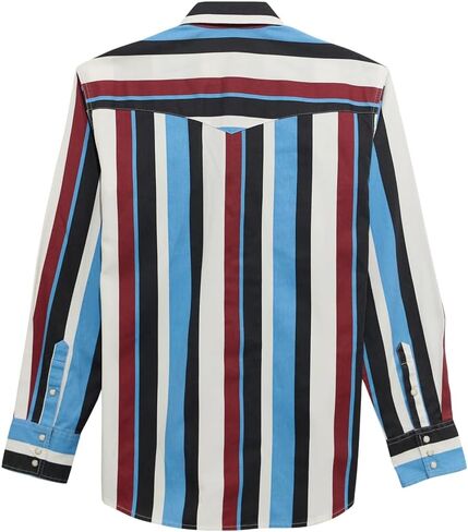 Wrangler Boys' Vintage Brushpopper Long Sleeve Shirt - Blue Multi Stripe in Saudi Arabia