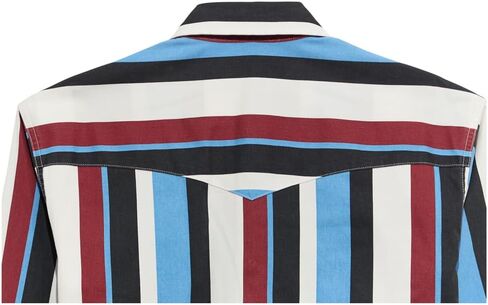 Wrangler Boys' Vintage Brushpopper Long Sleeve Shirt - Blue Multi Stripe in Saudi Arabia