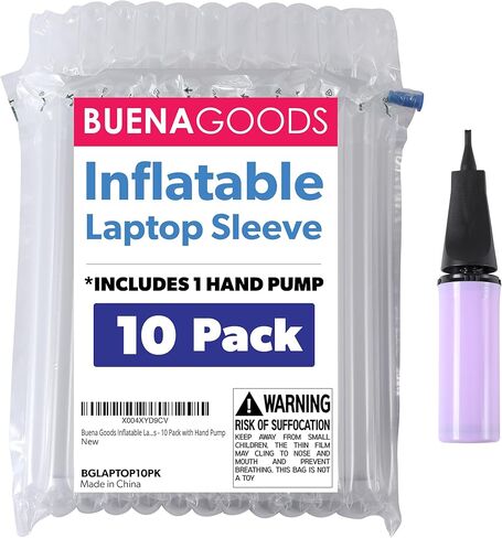 حقائب حماية للكمبيوتر المحمول قابلة للنفخ - بديل لصندوق شحن الكمبيوتر المحمول خفيف الوزن - لأجهزة الكمبيوتر المحمولة مقاس 14-16 بوصة - 10 عبوات مع مضخة يدوية in Kuwait