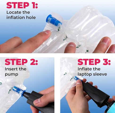 حقائب حماية للكمبيوتر المحمول قابلة للنفخ - بديل لصندوق شحن الكمبيوتر المحمول خفيف الوزن - لأجهزة الكمبيوتر المحمولة مقاس 14-16 بوصة - 10 عبوات مع مضخة يدوية in Kuwait