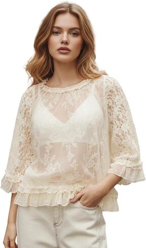 Women's Y2k Lightweight Poncho Top Sheer See Through Shawl Shrug Top Sexy Chiffon Mesh Cape Cover Ups Flowy Shirt in Saudi Arabia