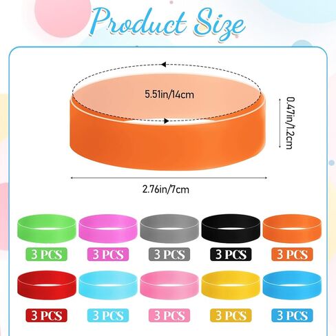 30 Pack 3 Inch Silicone Rubber Bands, Wide Rubber Bands Elastic Band Assorted Colors Wrapping Band Office Supplies for Books Wallet Card Jars Pen Wrapping Cord Packing Gift in Saudi Arabia