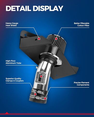 KAX 3.5"Cold Air Intake Kit System + Heat Shield Compatible with 2009-2014 Silverado Sierra Tahoe V8 4.8L 5.3L 6.0L 6.2L, High Performance,Black in Saudi Arabia