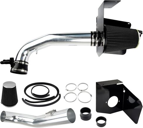 KAX 3.5"Cold Air Intake Kit System + Heat Shield Compatible with 2009-2014 Silverado Sierra Tahoe V8 4.8L 5.3L 6.0L 6.2L, High Performance,Black in Saudi Arabia