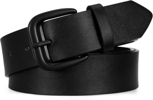 SANSTHS Womens Belt with Same Color Square Buckle, 9 Hole Adjustable Flexible PU Leather Belt for Women Jeans Pants Dresses in Saudi Arabia