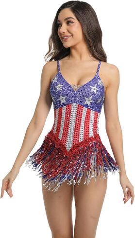 Sparkly Star Fringe Rhinestone Bodysuits For Women Sexy Backless Dance Costume Drag Queen Outfit in Kuwait