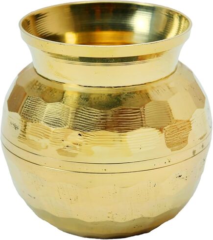 Small Brass Kalash Lota Pot Utensil Drinkware for Pooja Kit for Indian Traditional Pooja Decoration Purpose Gudi padwa Temple Home Pure Vessel Lota Kalash Return Gifts(Size:-2"x2.5"x2")(Golden) in Saudi Arabia