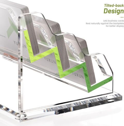 YUXUN Business Card Holder for Desk, Acrylic Business Card Display Stand with 6 Slot, Office Desk Accessories for Man &Woman,300 Cards Capcity, Clear in Saudi Arabia