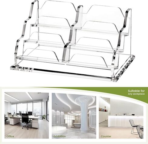 YUXUN Business Card Holder for Desk, Acrylic Business Card Display Stand with 6 Slot, Office Desk Accessories for Man &Woman,300 Cards Capcity, Clear in Saudi Arabia
