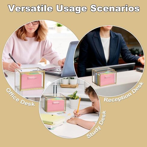 BTSKY Golden Glass Index Card Organizer Box, 3x5 Inch Index Cards Holder with Drawer, Flash Card Storage Holder, Recipe Notecard Box for Office Desk Photo Case Business Cards and Study Note Cards in Saudi Arabia