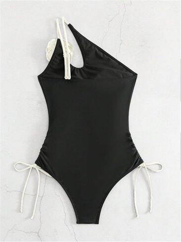 Verdusa Women's 3D Flower One Piece Swimsuit One Shoulder Monokini Bow Tie Bathing Suit Vacation Outfits in Saudi Arabia